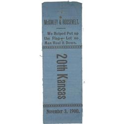 1900 McKinley & Roosevelt Ribbon from Kansas.