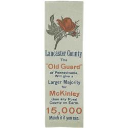 McKinley Campaign Ribbon from Pennsylvania.