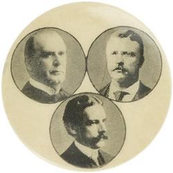 McKinley, Roosevelt, Yates 1900 Trigate Pin.