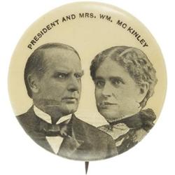 1896 McKinley and Wife Celluloid Pin.