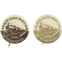 2 1900 Railroad Men's Sound Money Pins.