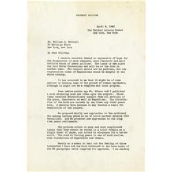 Herbert Hoover TLS to William D. Mitchell