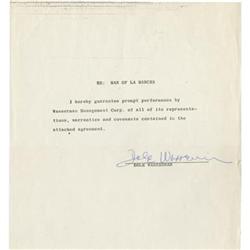 Dale Wasserman Signed Agreement Man of La Mancha