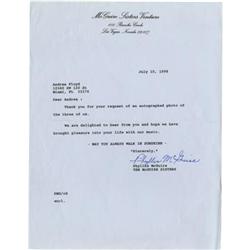 Phyllis McGuire Signed Letter