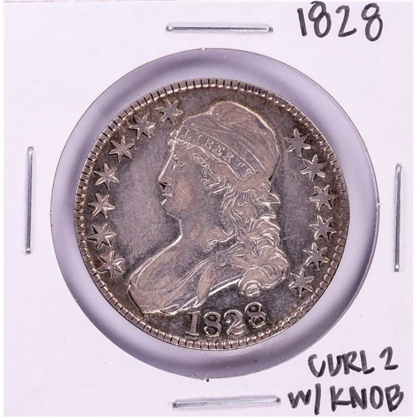 1828 Curl 2 with Knob Capped Bust Half Dollar Coin