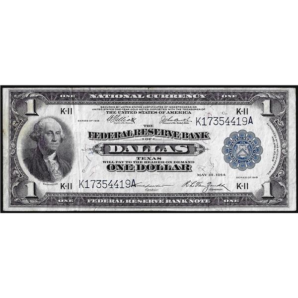 1918 $1 Federal Reserve Bank Note Dallas