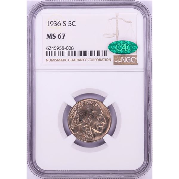 1936-S Buffalo Nickel Coin NGC MS67 CAC