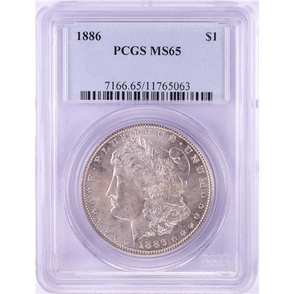 1886 $1 Morgan Silver Dollar Coin PCGS MS65