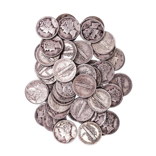 Lot of (50) Assorted Date Mercury Dime Coins