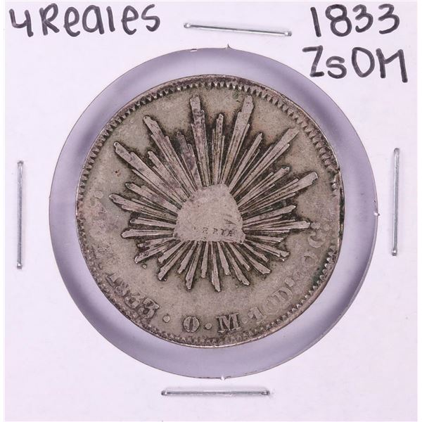 1833 ZsOM Mexico 4 Reales Silver Coin