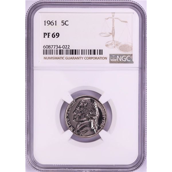 1961 Proof Jefferson Nickel Coin NGC PF69