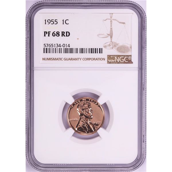 1955 Proof Lincoln Wheat Cent Coin NGC PF68RD