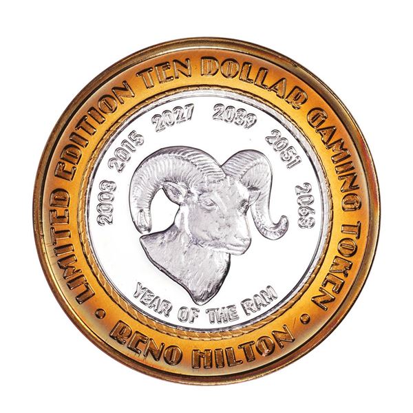 .999 Silver Reno Hilton Nevada $10 Casino Limited Edition Gaming Token