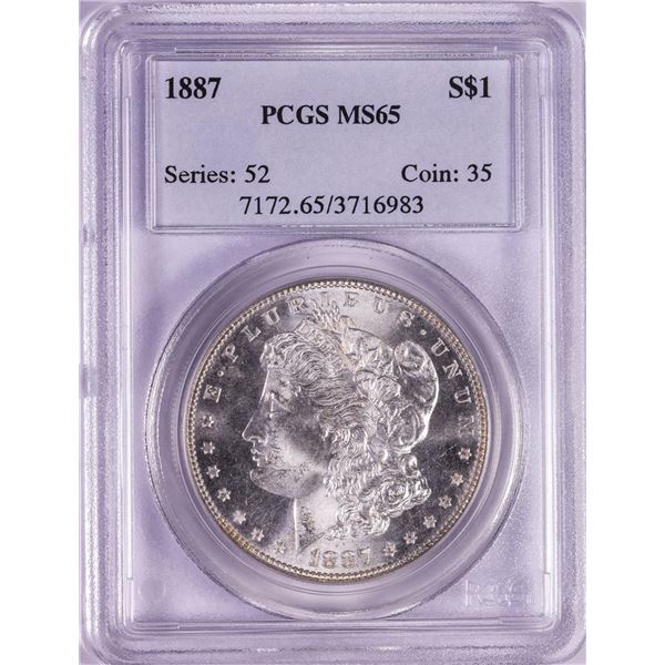 1887 $1 Morgan Silver Dollar Coin PCGS MS65