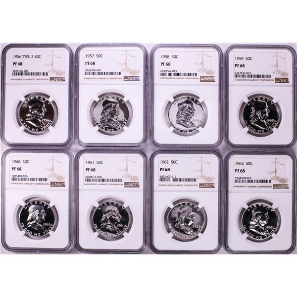 Lot of 1956-1963 Proof Franklin Half Dollar Coins NGC PF68