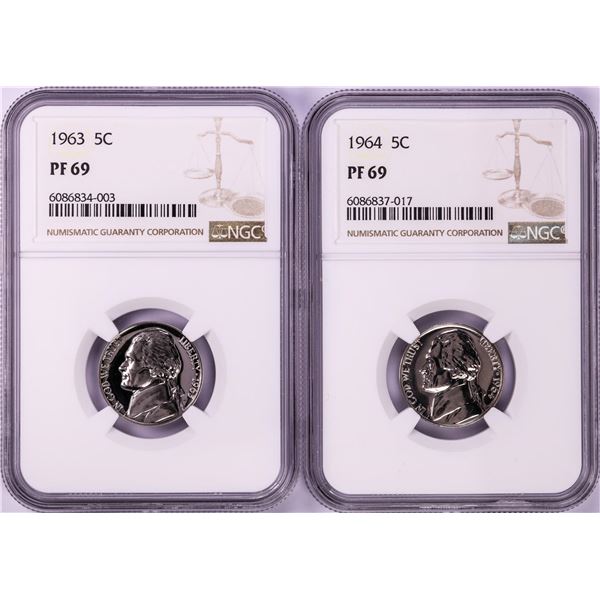 Lot of 1963-1964 Proof Jefferson Nickel Coins NGC PF69