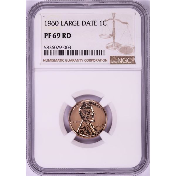 1960 Large Date Proof Lincoln Memorial Cent Coin NGC PF69RD