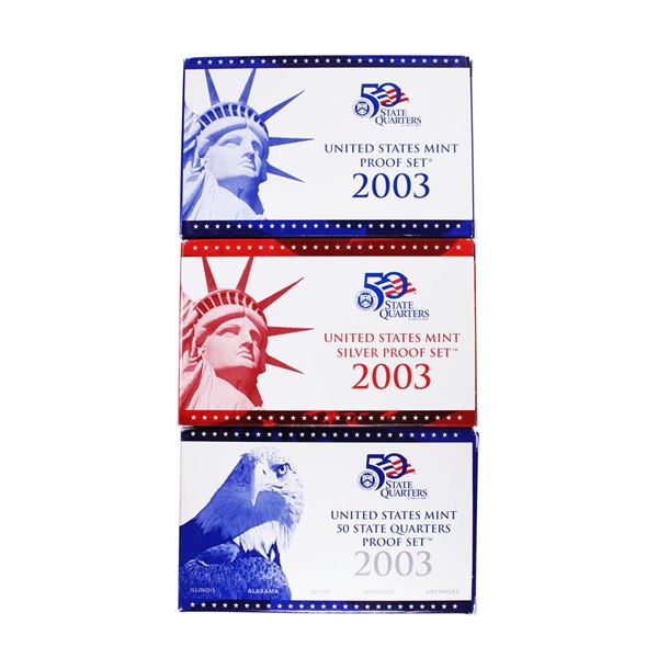 Lot of (3) 2003 United States Mint Proof Sets