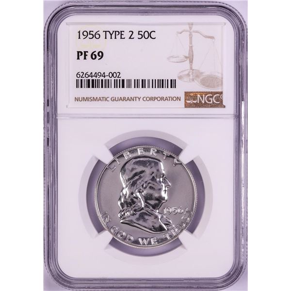 1956 Type 2 Proof Franklin Half Dollar Coin NGC PF69