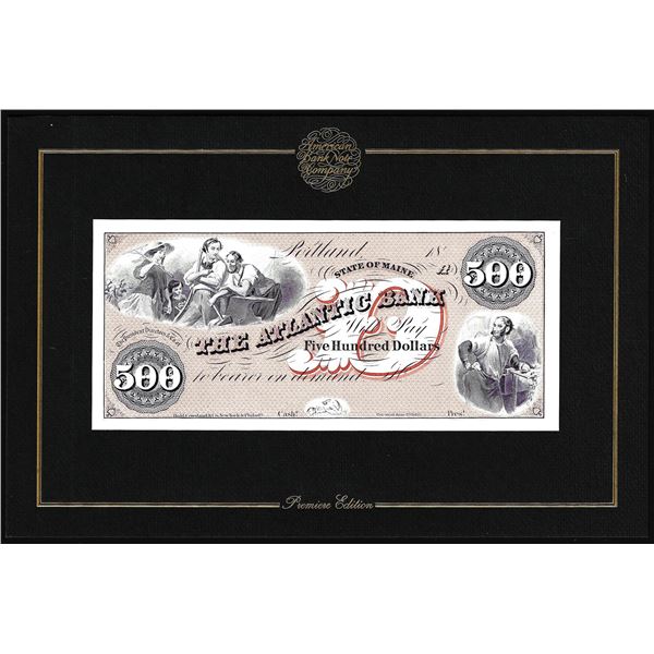1994 American Bank Note Company Intaglio Print The Atlantic Bank Portland, ME
