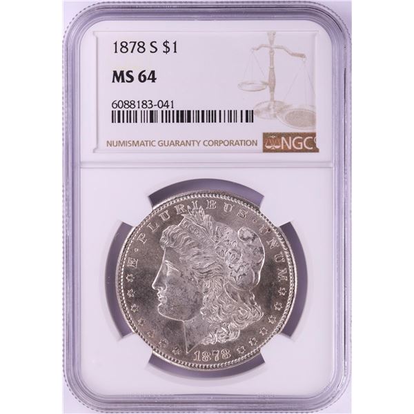 1878-S $1 Morgan Silver Dollar Coin NGC MS64