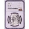 Image 1 : 1890 $1 Morgan Silver Dollar Coin NGC MS63