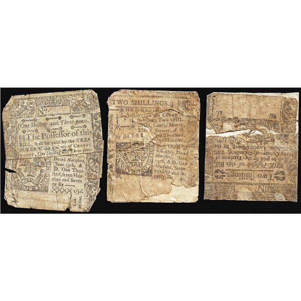 Lot of (3) Colonial Currency Notes