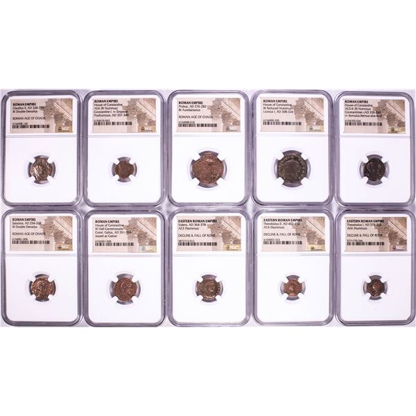 Lot of (10) Ancient Roman Empire Coins NGC Certified