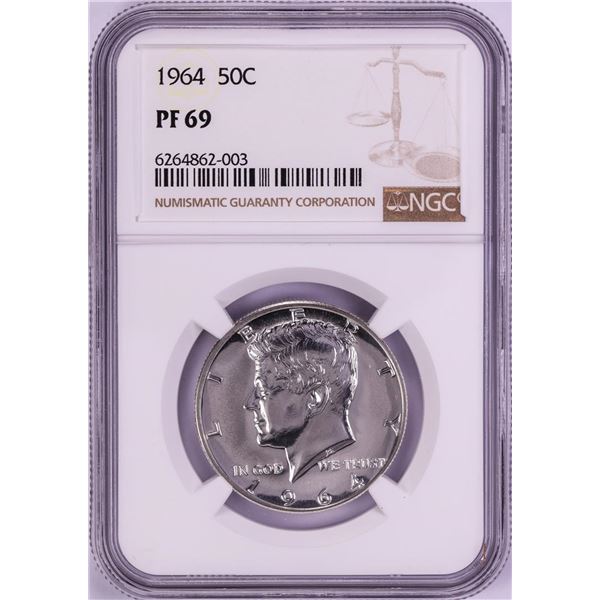 1964 Proof Kennedy Half Dollar Coin NGC PF69
