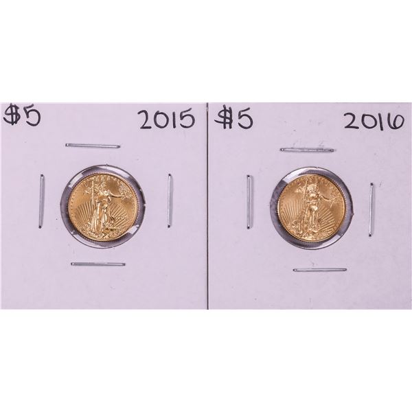 Lot of 2015-2016 $5 American Gold Eagle Coins