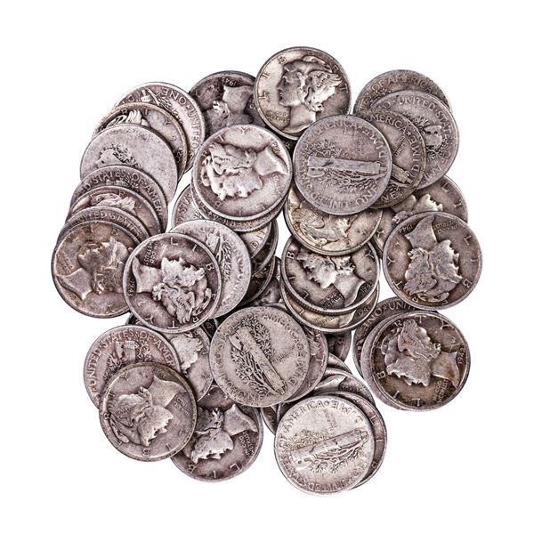 Lot of (50) Assorted Date Mercury Dime Coins