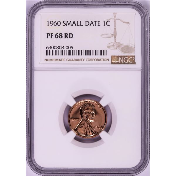 1960 Small Date Proof Lincoln Memorial Cent Coin NGC PF68RD