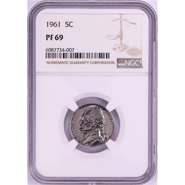 1961 Proof Jefferson Nickel Coin NGC PF69