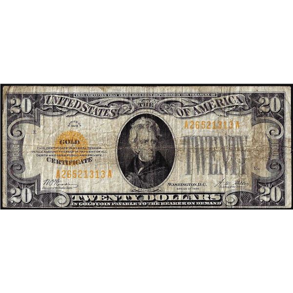 1928 $20 Gold Certificate Note
