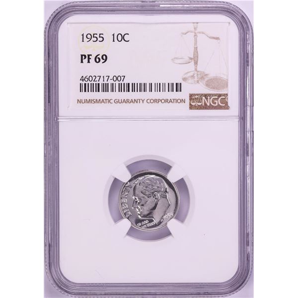 1955 Proof Roosevelt Dime Coin NGC PF69