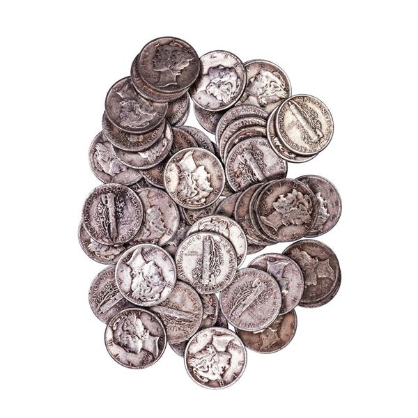 Lot of (50) Assorted Date Mercury Dime Coins