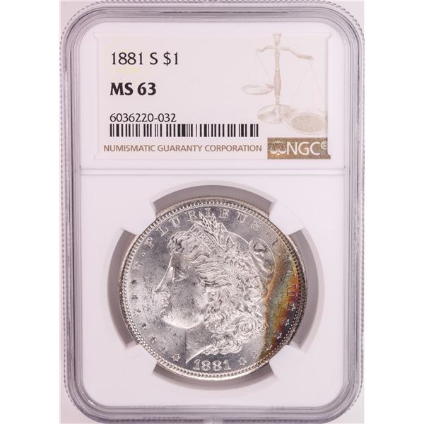 1881-S $1 Morgan Silver Dollar Coin NGC MS63 Great Toning