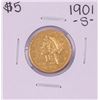 Image 1 : 1901-S $5 Liberty Head Half Eagle Gold Coin
