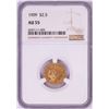 Image 1 : 1909 $2 1/2 Indian Head Quarter Eagle Gold Coin NGC AU55
