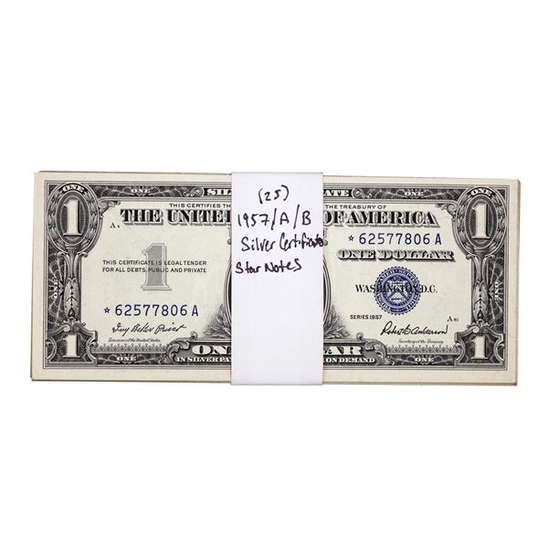 Lot of (25) 1957/A/B $1 Silver Certificate Star Notes