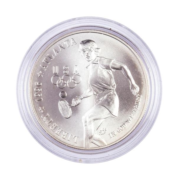 1996-D $1 Olympics Tennis Commemorative Silver Dollar Coin