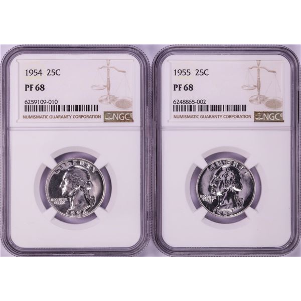Lot of 1954-1955 Proof Washington Quarter Coins NGC PF68