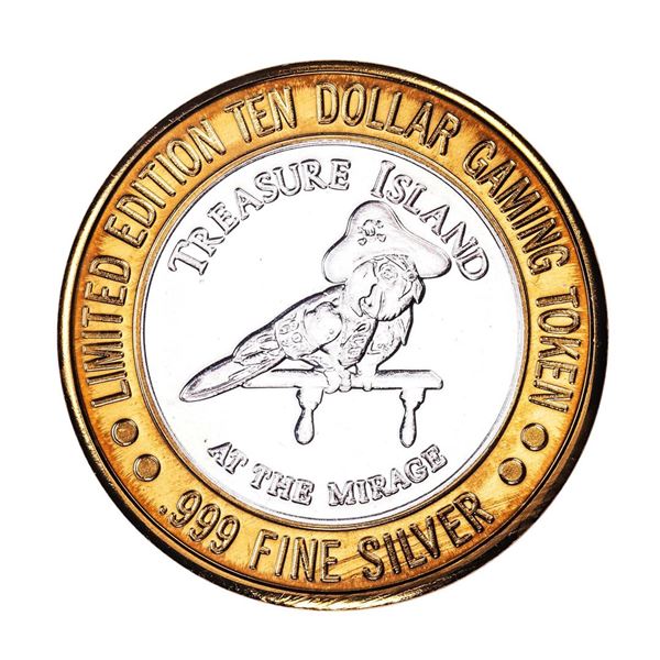 .999 Silver Treasure Island Las Vegas, Nevada $10 Casino Limited Edition Gaming Token