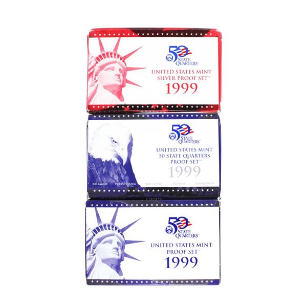 Lot of (3) 1999 United States Mint Proof Sets