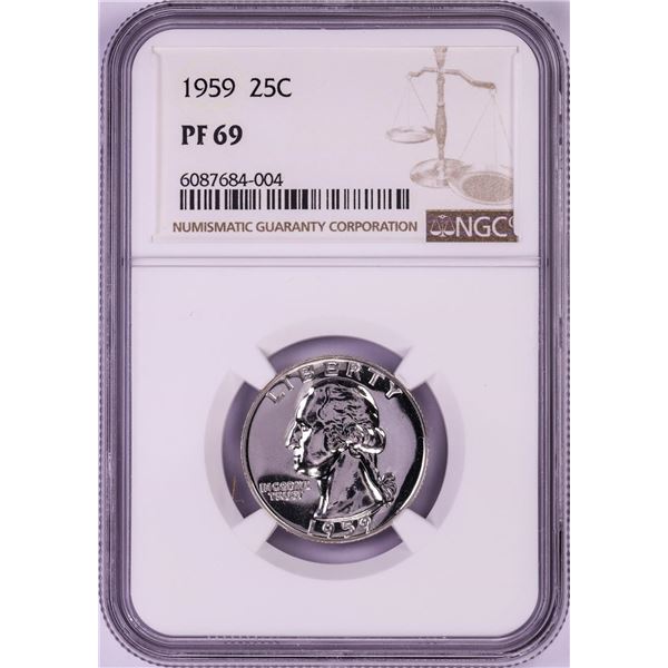 1959 Proof Washington Quarter Coin NGC PF69