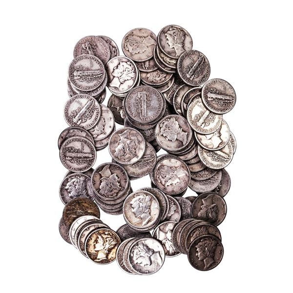 Lot of (100) Assorted Date Mercury Dime Coins