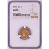 Image 1 : 1913 $2 1/2 Indian Head Quarter Eagle Gold Coin NGC AU58