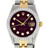 Image 1 : Rolex Men's Two Tone Maroon Diamond Datejust Wristwatch
