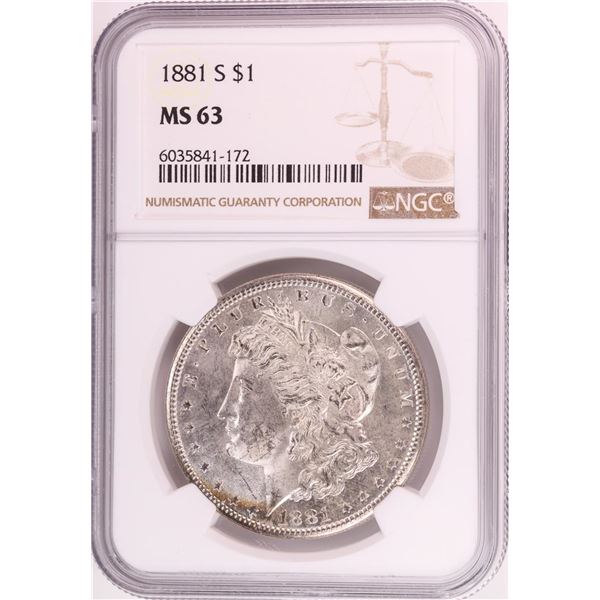 1881-S $1 Morgan Silver Dollar Coin NGC MS63 Nice Toning