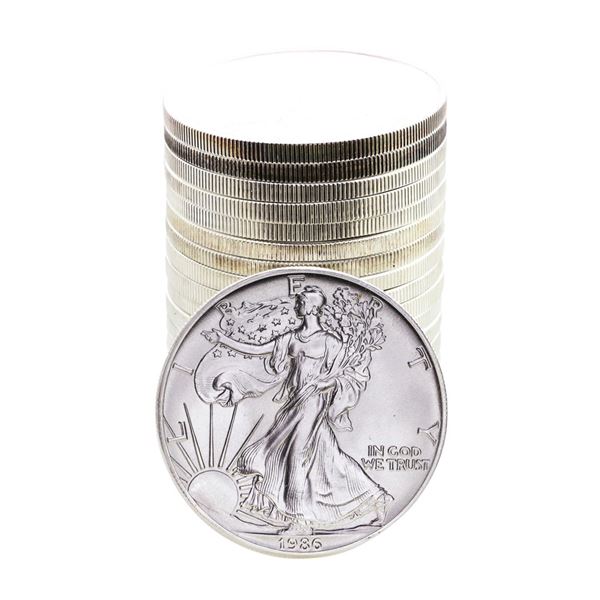 Roll of (20) Brilliant Uncirculated 1986 $1 American Silver Eagle Coins
